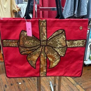 Simply Southern Red Tote with Gold Sequin Bow
